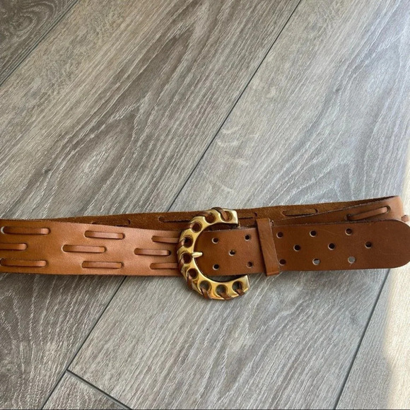 Vintage Handmade Woven Braided Perforated Leather Belt - Picture 3 of 15